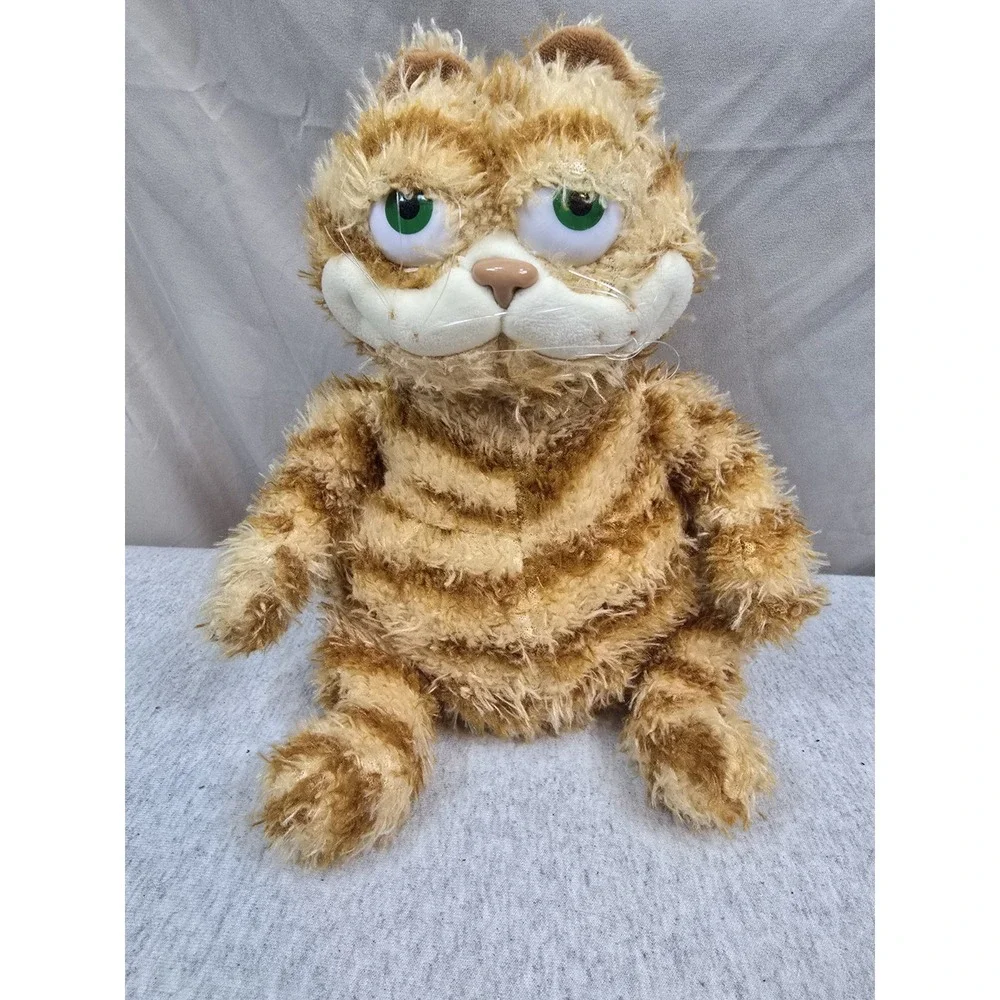 Fat Angry Cat Plush Doll Orange Tabby Grumpy Cat Bulging Eyes Soft Toy EUC